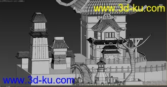 3D打印模型一个中国风没贴材质的场景  会有人喜欢吗？的图片