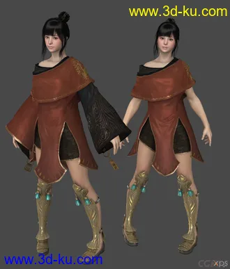 3D打印模型obj文件有贴图黑色沙漠BlackDesert女角色npc1,的图片