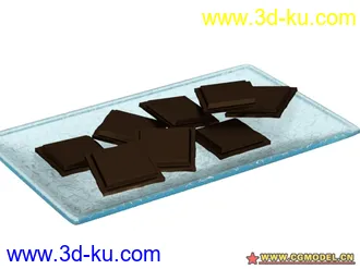 3D打印模型巧克力饼干和盘子的图片