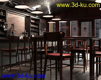 3D打印模型酒吧 休息吧 咖啡屋 酒店 吧台的图片