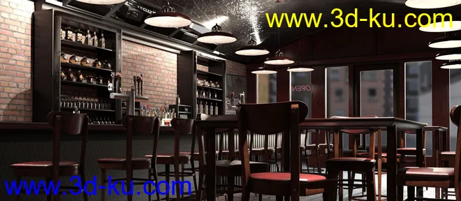 酒吧 休息吧 咖啡屋 酒店 吧台模型的图片5