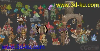 3D打印模型整套欧式Q版小红帽风格的场景建筑的图片