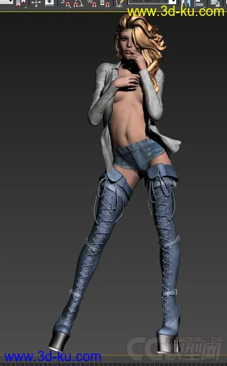 3D打印模型（免费啦）短裤超清性感美女靠，看着就爽 ?的图片