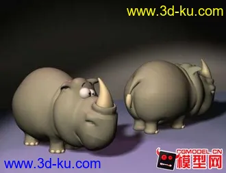 3D打印模型一只可爱的犀牛的图片