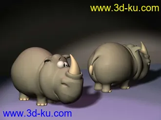 3D打印模型一只可爱的犀牛的图片