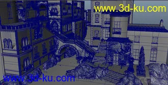 3D打印模型意大利风情街 古代街道 托斯卡纳 西方建筑的图片