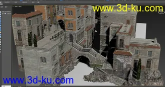 3D打印模型意大利风情街 古代街道 托斯卡纳 西方建筑的图片