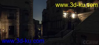 3D打印模型意大利风情街 古代街道 托斯卡纳 西方建筑的图片