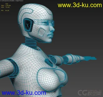 3D打印模型科幻女人，科幻人物超高精度装机器人，太空机器人材质现成，包内各渲染材质通用格式的图片