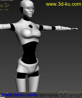 3D打印模型科幻女人，科幻人物超高精度装机器人，太空机器人材质现成，包内各渲染材质通用格式的图片