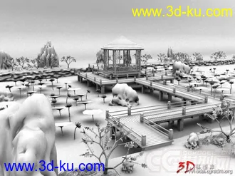 3D打印模型荷花廊亭素模的图片