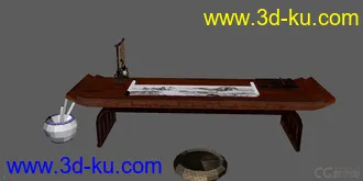 3D打印模型一张古代书桌的图片
