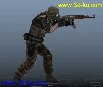 下载的CF模型自己做的绑定和动画练习的图片