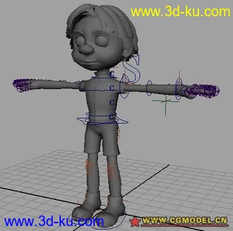 3D打印模型经典带绑定的小男孩，可直接动画的图片
