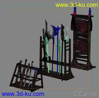 3D打印模型武器架 兵器架 冷兵器的图片