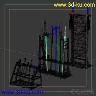 3D打印模型武器架 兵器架 冷兵器的图片