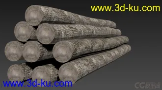 3D打印模型写实一堆木头木堆木料树木场景的图片