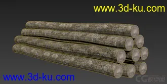 3D打印模型写实一堆木头木堆木料树木场景的图片