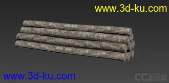 3D打印模型写实一堆木头木堆木料树木场景的图片