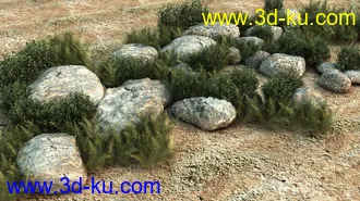 3D打印模型一堆自然草石的图片