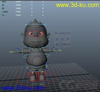 3D打印模型maya绑定 无材质 有次级控制有拉伸的图片