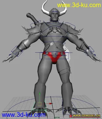 3D打印模型（超牛）牛魔王扛大刀已绑定的图片