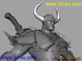 3D打印模型（超牛）牛魔王扛大刀已绑定的图片