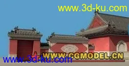 3D打印模型寺院的大门（有材质）的图片