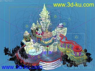 3D打印模型一个非常漂亮的卡通场景 海底场景 海底城堡 海底宫殿的图片
