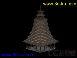 3D打印模型苗族 侗族侗寨六角鼓楼简模的图片
