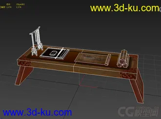 3D打印模型一个小小的古代书桌的图片