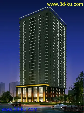 3D打印模型【分享】一栋住宅建筑（带亮化灯光）的图片
