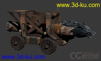 3D打印模型一个写实场景部件，古代攻城车的图片