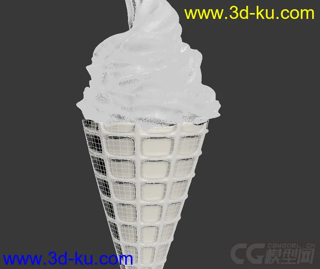 蛋筒冰激凌 蛋筒冰淇淋模型的图片1