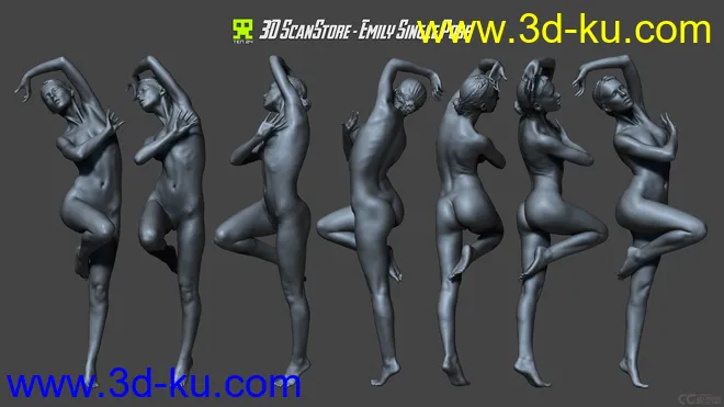 3D Scan Store - Emily Single Pose艾米丽,obj格式模型的图片1