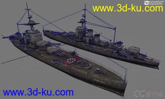 3D打印模型756 德国老式战舰2搜（带贴图）的图片