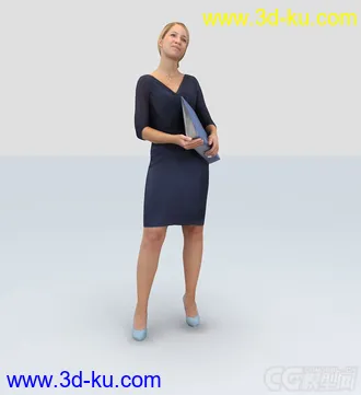 3D打印模型办公室女人拿文件站立聊天报告的图片