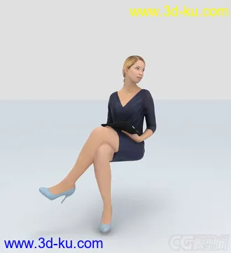 3D打印模型办公室女人坐立回头聊天的图片
