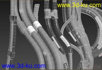3D打印模型25个独特的科幻风格的电线电缆的图片