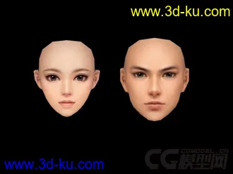 3D打印模型两个画的不错的脸 男女各一个的图片