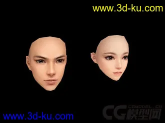 3D打印模型两个画的不错的脸 男女各一个的图片