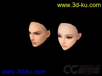 3D打印模型两个画的不错的脸 男女各一个的图片