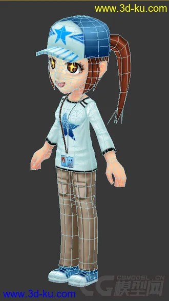 3D打印模型女生，带帽子，低模的图片