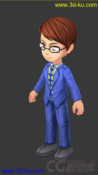 3D打印模型男人，带眼镜，西装，免费，低模的图片