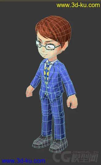 3D打印模型男人，带眼镜，西装，免费，低模的图片