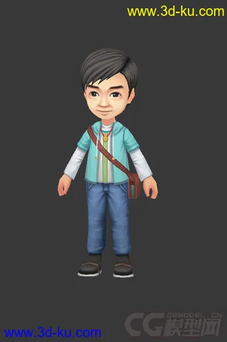 3D打印模型男生，免费，背包，低模的图片