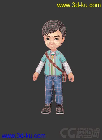 3D打印模型男生，免费，背包，低模的图片