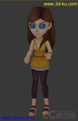 3D打印模型女生，带眼镜，低模，免费，绑定的图片