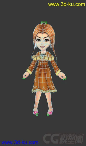 3D打印模型穿裙子女生，低模，绑定，免费的图片