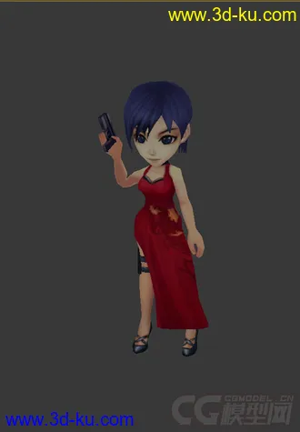 3D打印模型女人，旗袍，低模，免费的图片